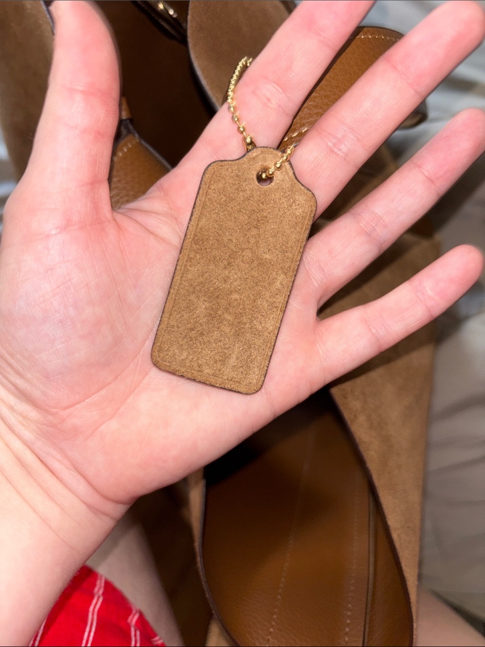 Coach Brown Suede Tote with Leather Trim - Picture 3 of 4